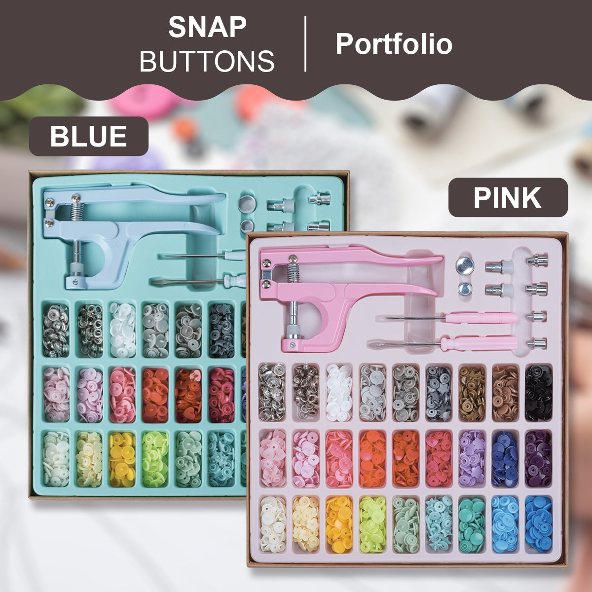 Plastic Snap Fastener Kit, Plastic and Metal Snap Buttons with Snaps Pliers Set, 270 Sets Plastic and Metal Snap Buttons for Sewing and Crafting