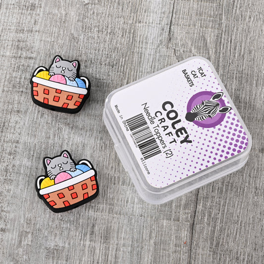 Cat in Basket Needle Toppers